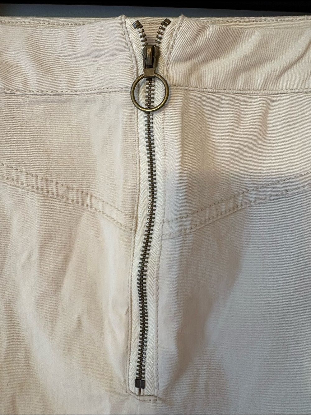 Anna Grace Cream Mini Skirt NWT Zip Front Casual A-Line Neutral Chic - Picture 2 of 6